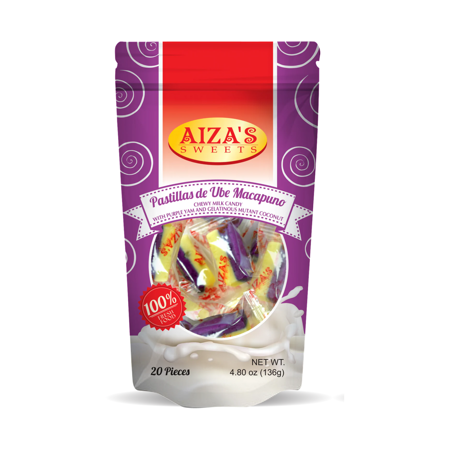 Aiza's Pastillas de Ube Macapuno - 20x20/136g  | 4.8oz