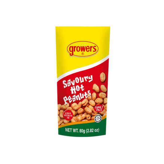 Growers Less Grease Peanuts Savoury Hot (Family Size) - 24/80g | 2.82oz