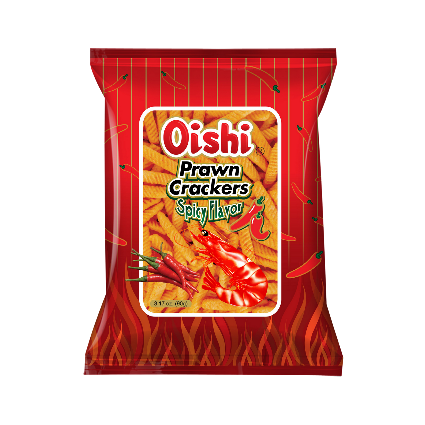 Oishi Prawn Crackers Spicy Flavor - 30/90g | 3.17oz