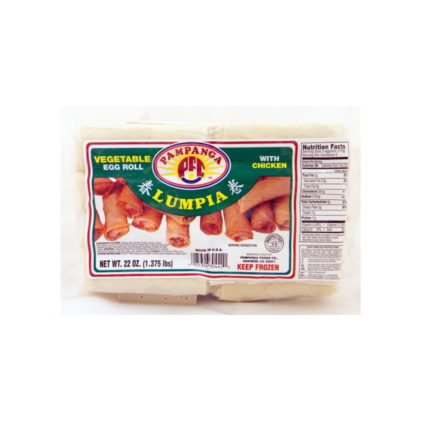 PAMPANGA VEGETABLE EGG ROLL WITH CHICKEN - 12/22oz