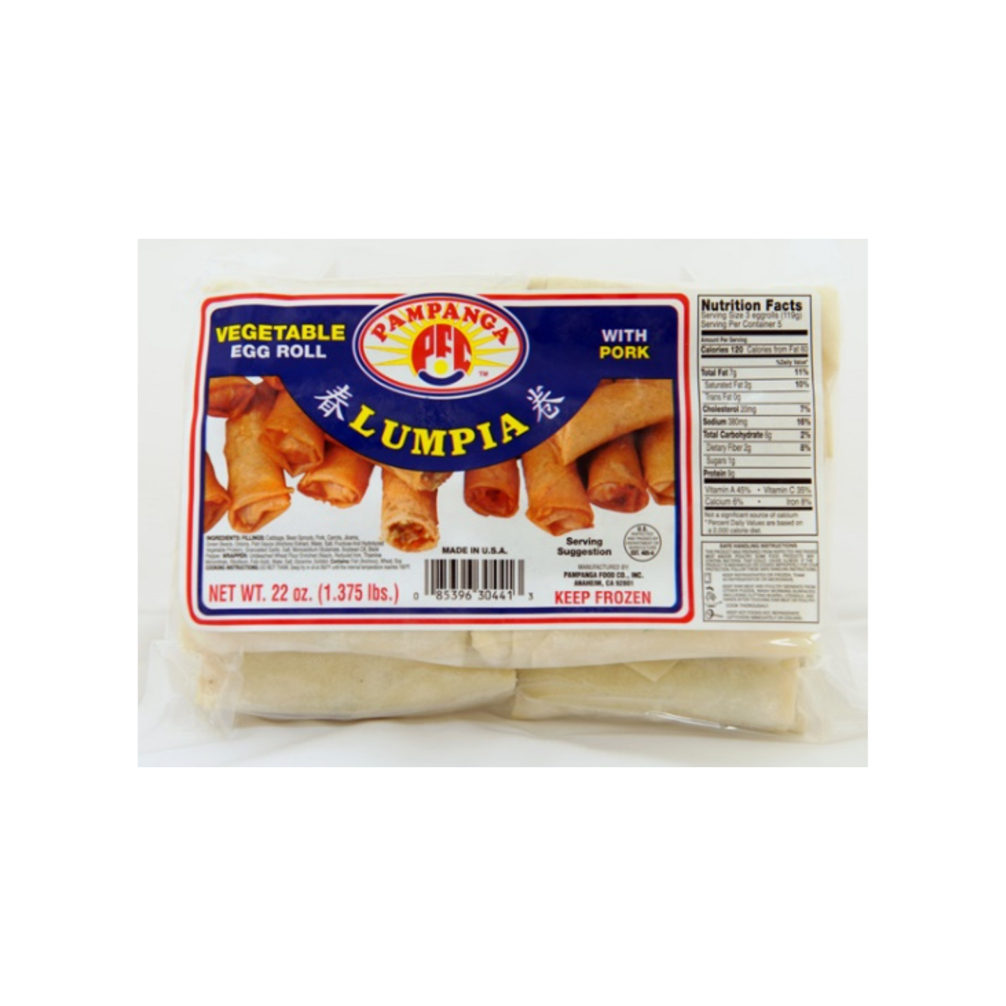 PAMPANGA VEGETABLE EGG ROLL WITH PORK - 12/22oz